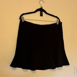 Polo Ralph Lauren Knit Black Mini Skirt Flare Ruffle Leather Size 12 EUC